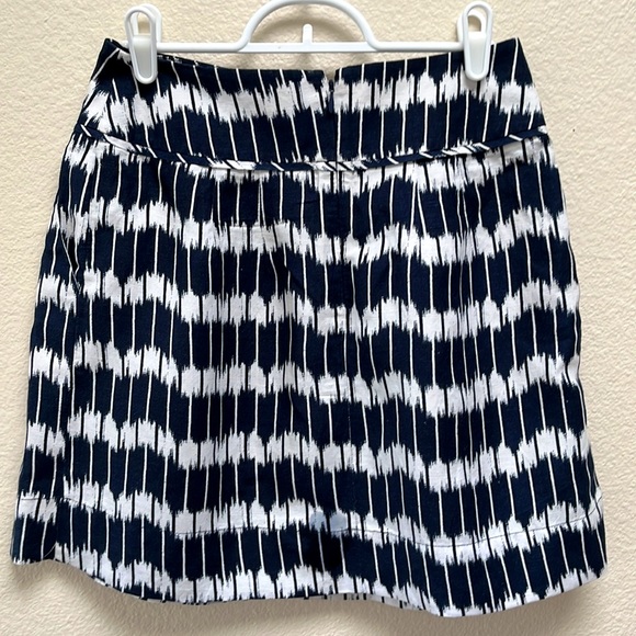 Loft Petites Blue/White Stripe Patterned Mini Pencil Skirt, Size 0P, Linen Blend - Picture 5 of 10